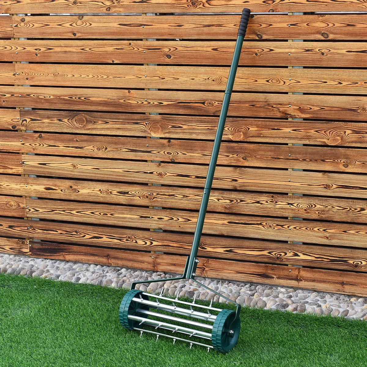 Rolling Garden Lawn Aerator Roller Home Grass Steel Handle