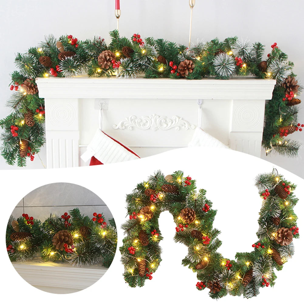 1.8/2.7M Festival Decoration Rattan Festival Garland Red Berrys Branches Stylish DIY Wreath Party Decoration Home Wall Door