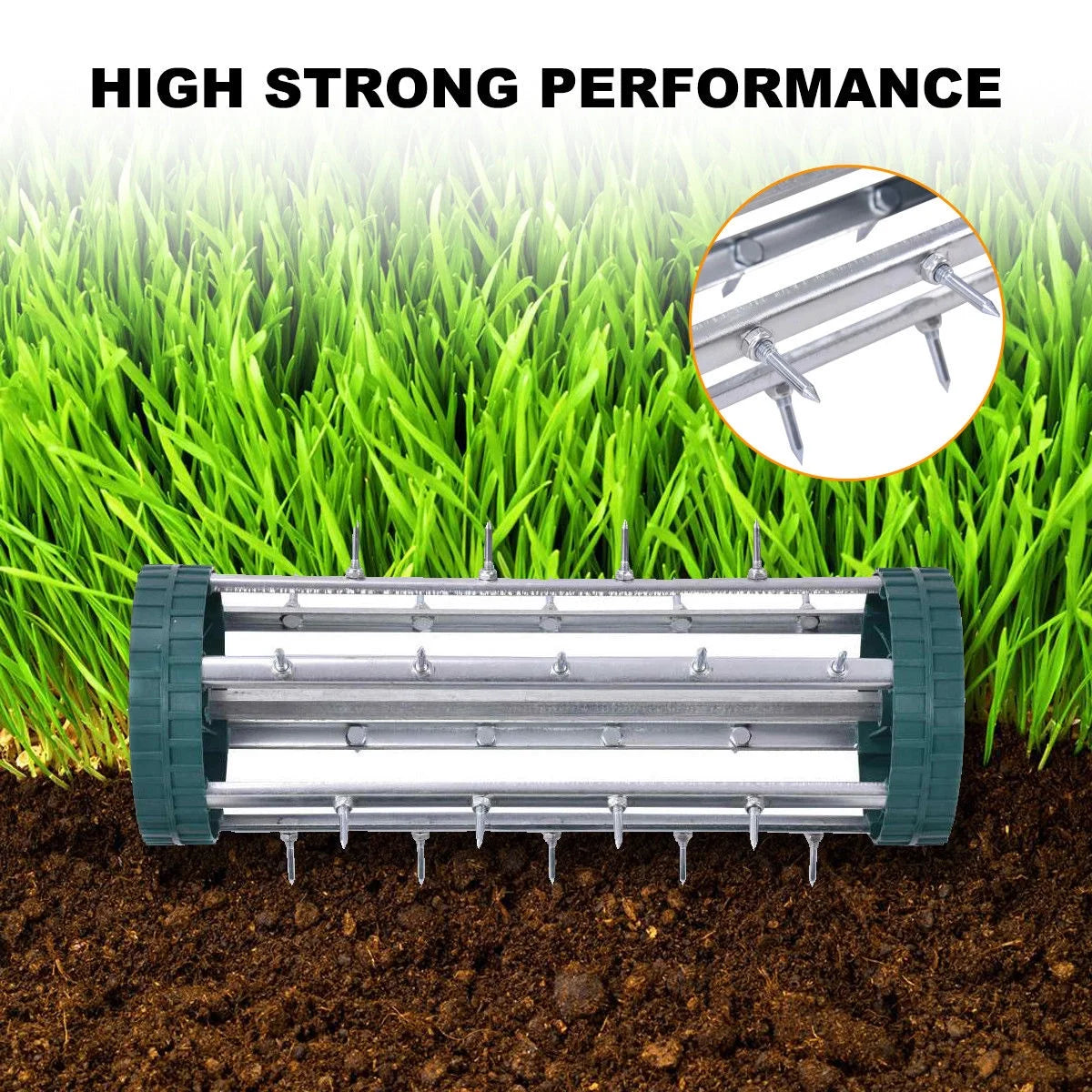 Rolling Garden Lawn Aerator Roller Home Grass Steel Handle