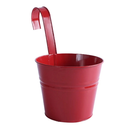 1Pcs Wall Hanging Flower Pots Metal Flower Pots with Handle Iron Garden Balcony Vertical Bucket Holder Home Decor Garden Pots