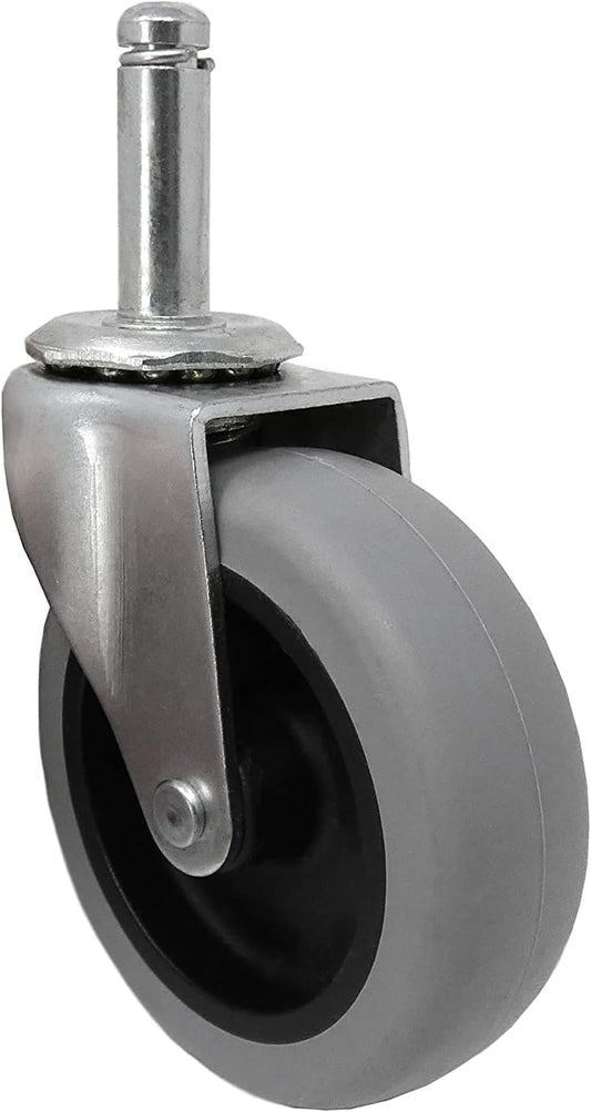 9807 3-Inch Swivel Stem Caster, Rubber Wheel, 7/16-Inch Stem Diameter, 175-Lb Load Capacity
