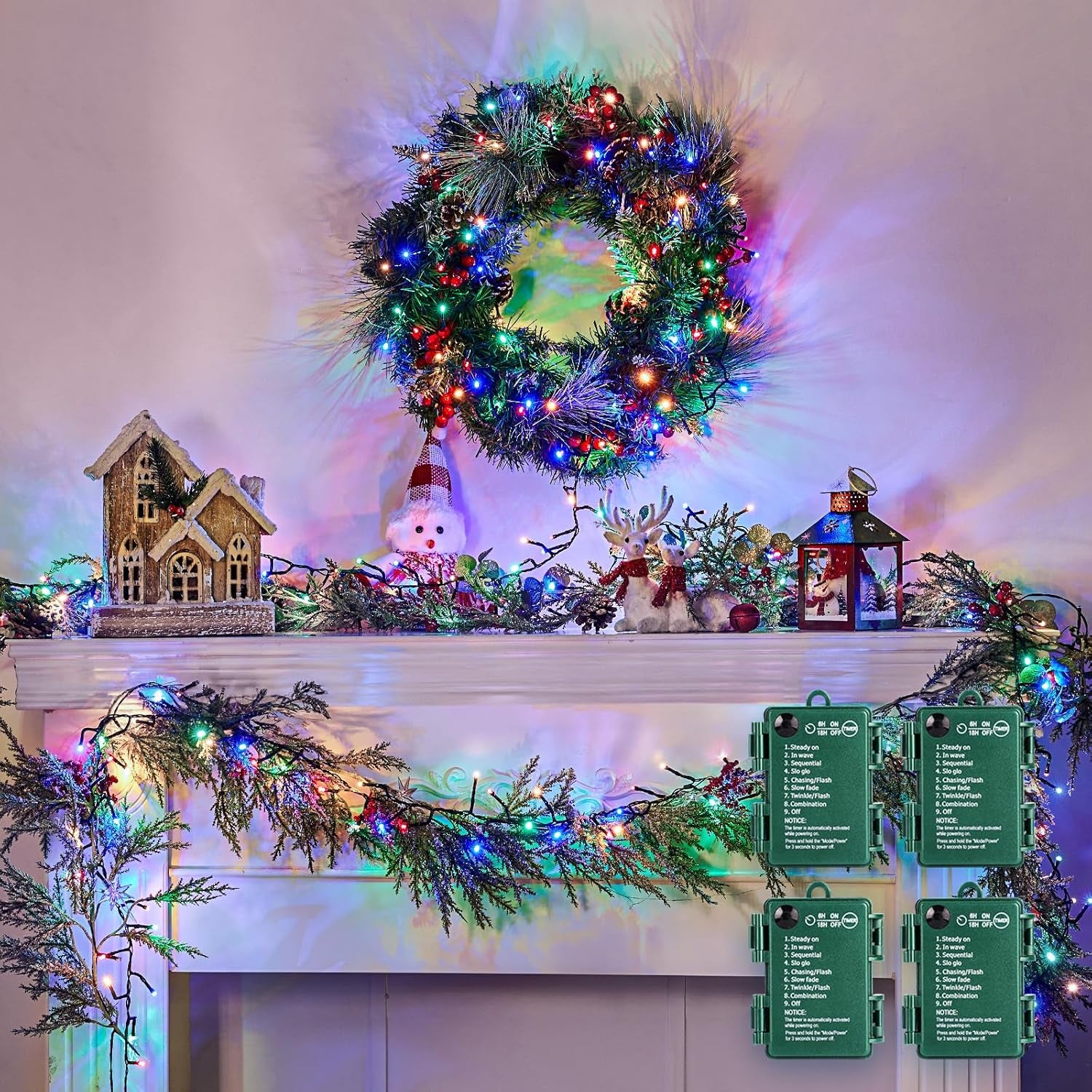 Halloween Lights Battery Operated Outdoor, 10FT 120 LED Orange and Purple Halloween Cluster Lights with Timer, 8 Modes Waterproof Twinkle Fairy String Lights for Indoor Decorations