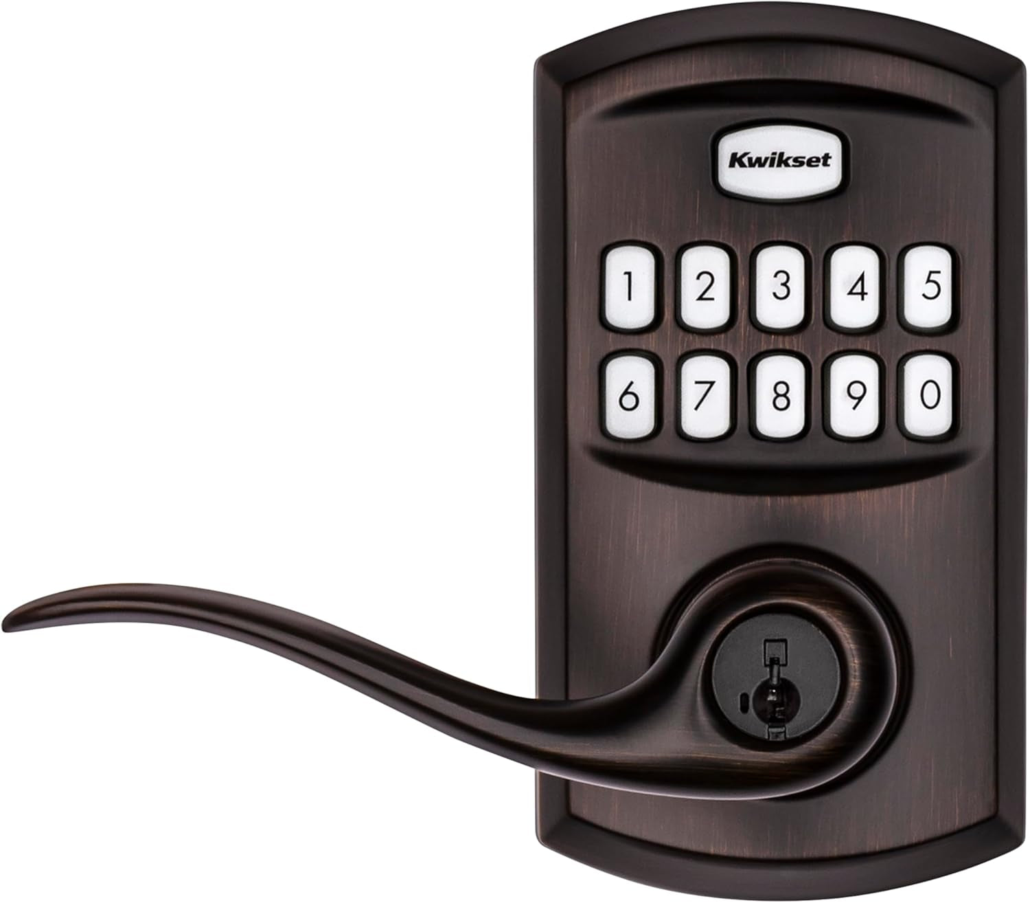 Smartcode 917 Keypad Keyless Entry Traditional Residential Electronic Lever Deadbolt Alternative with Tustin Door Handle and Smartkey Security, Venetian Bronze