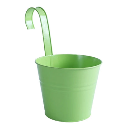 1Pcs Wall Hanging Flower Pots Metal Flower Pots with Handle Iron Garden Balcony Vertical Bucket Holder Home Decor Garden Pots