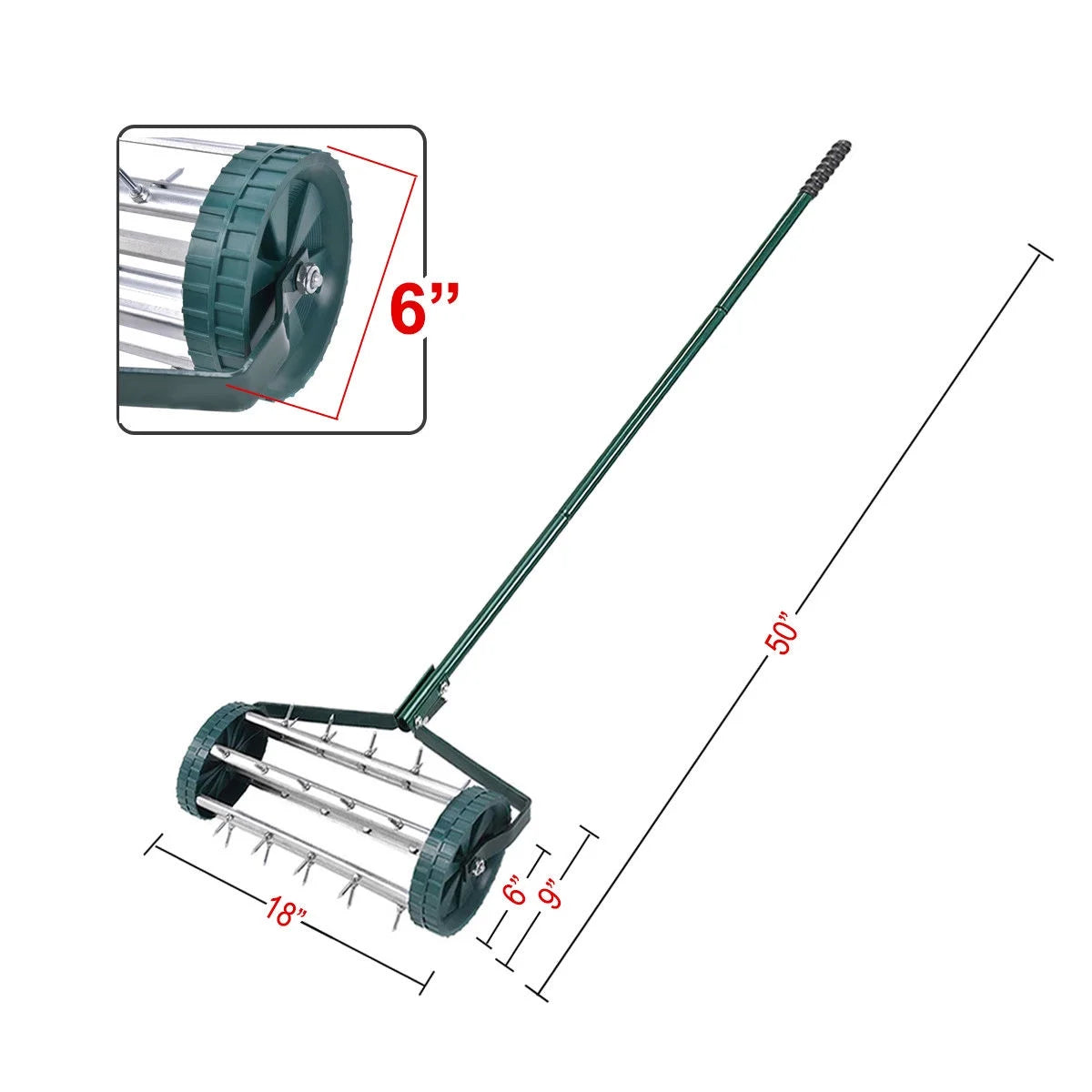 Rolling Garden Lawn Aerator Roller Home Grass Steel Handle