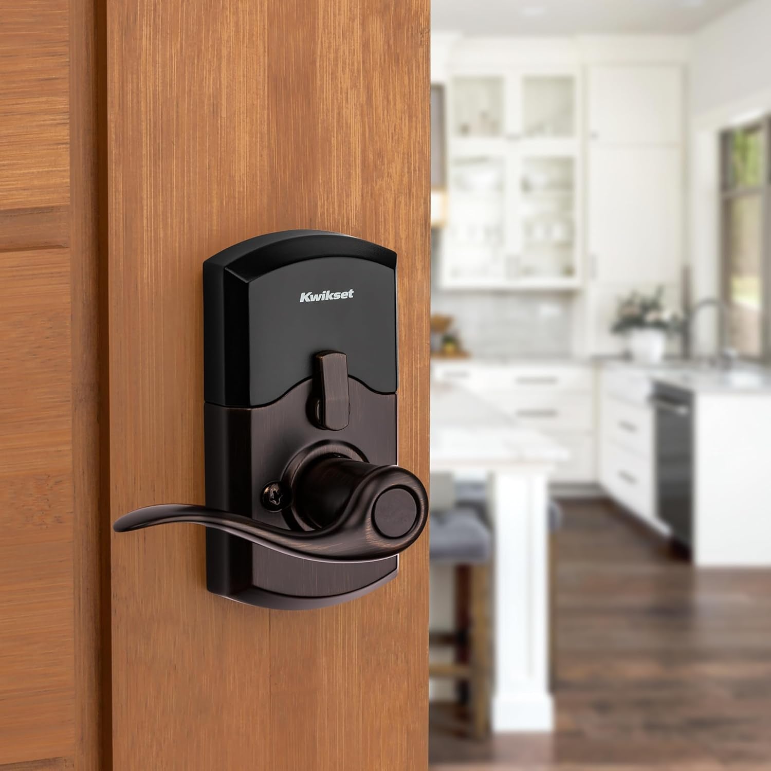 Smartcode 917 Keypad Keyless Entry Traditional Residential Electronic Lever Deadbolt Alternative with Tustin Door Handle and Smartkey Security, Venetian Bronze