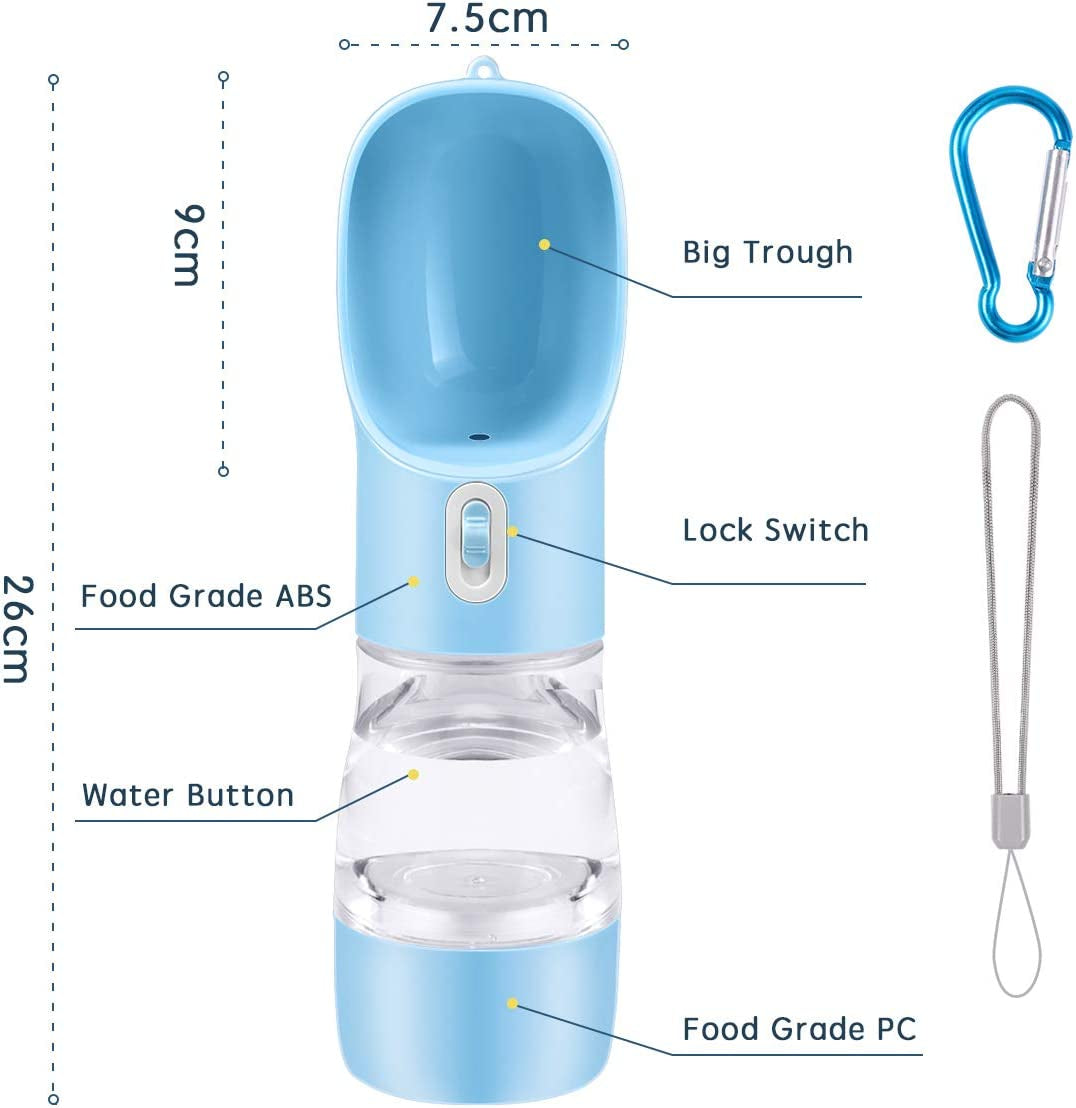 Portable Dog Water Bottle Pet Drinking Bottle Leak Proof Portable Puppy Water Bottle Dispenser and Cats Water Bottle for Walking Traveling Hiking (Blue/258Ml)