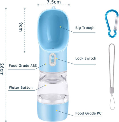 Portable Dog Water Bottle Pet Drinking Bottle Leak Proof Portable Puppy Water Bottle Dispenser and Cats Water Bottle for Walking Traveling Hiking (Blue/258Ml)