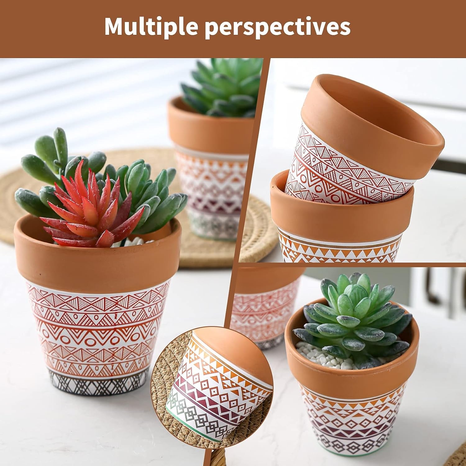 Pots Terracotta Succulent Mini Planter Garden with Drainage Cactus Nursery (Clay Pot-2)