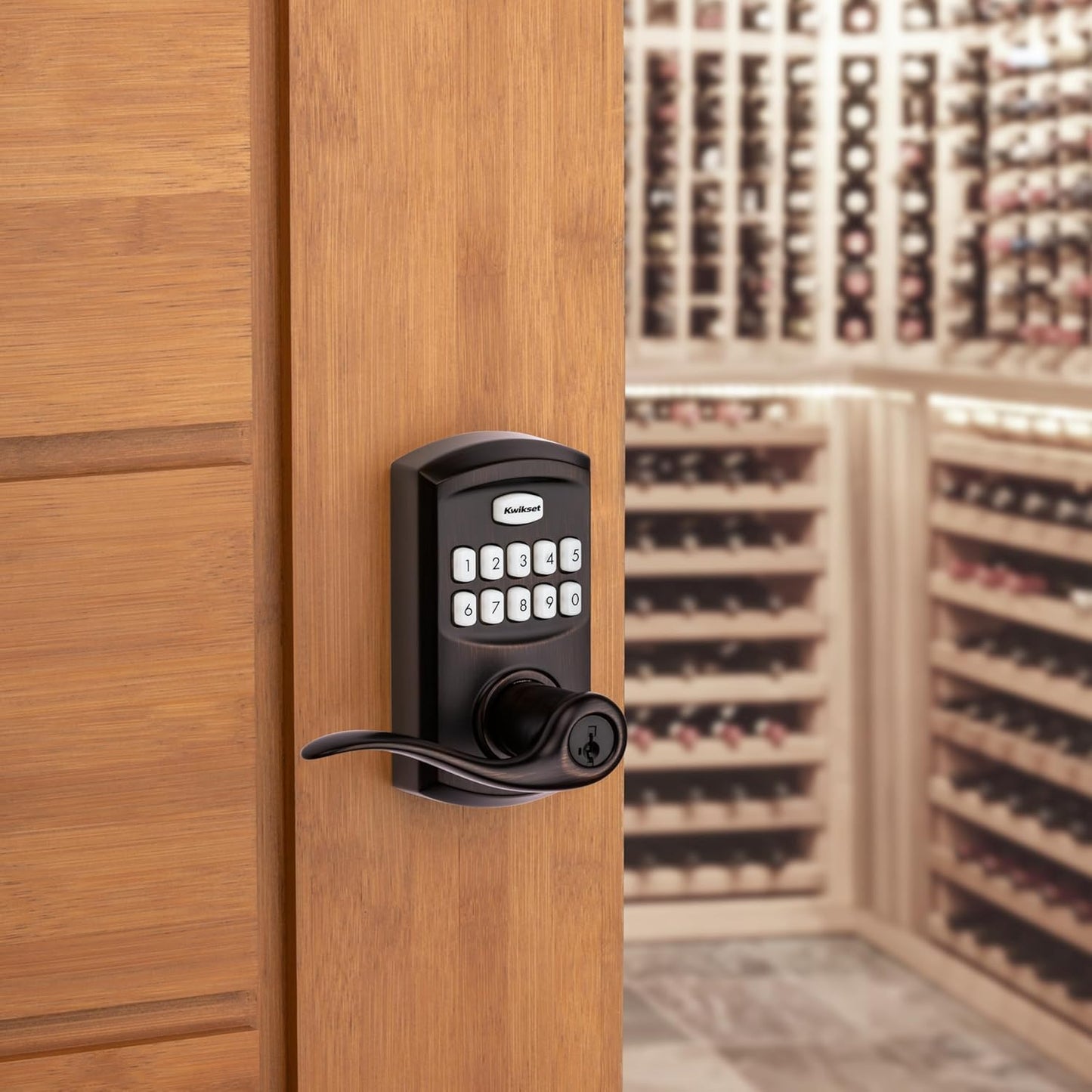 Smartcode 917 Keypad Keyless Entry Traditional Residential Electronic Lever Deadbolt Alternative with Tustin Door Handle and Smartkey Security, Venetian Bronze