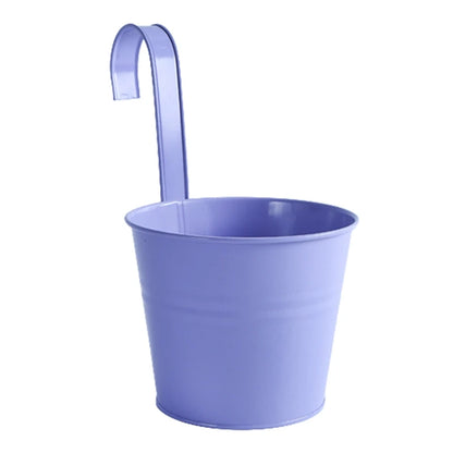 1Pcs Wall Hanging Flower Pots Metal Flower Pots with Handle Iron Garden Balcony Vertical Bucket Holder Home Decor Garden Pots