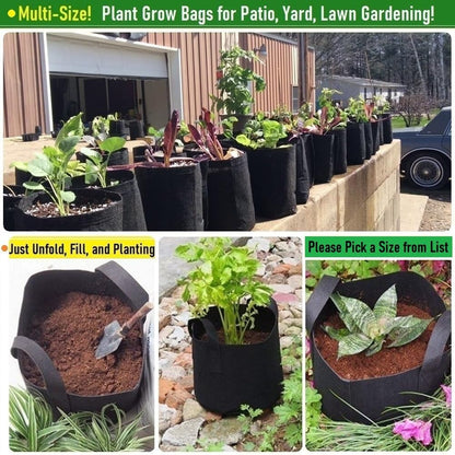 5-Pack 15 Gallon Thickened Plant Grow Bags (20X12 Inch) Fabric Plant Pots Garden Bag for Potato,Tomato Planters,Herbs Veggies Planter Bag,Garden Pot,Flower Pot,Barrel Planter,Plant Container W/ Gloves