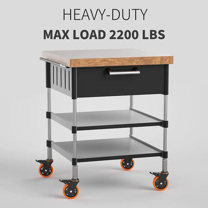 4 Inch Caster Wheels 2200Lbs, Threaded Stem Casters Set of 4 Heavy Duty, 1/2"-13 X 1 (Screw Diameter 1/2", Stem Length 1"), Safety Dual Locking Industrial Castors, Wheels for Cart, Furniture