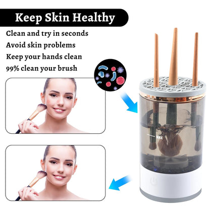 Electric Makeup Brush Cleaner, Makeup Brush Cleaner, Pro Cosmetic Brush Cleaner, Automatic Spinning Makeup Brush Cleaner, Beauty Blender Cleaner Fit for All Size Makeup Brush