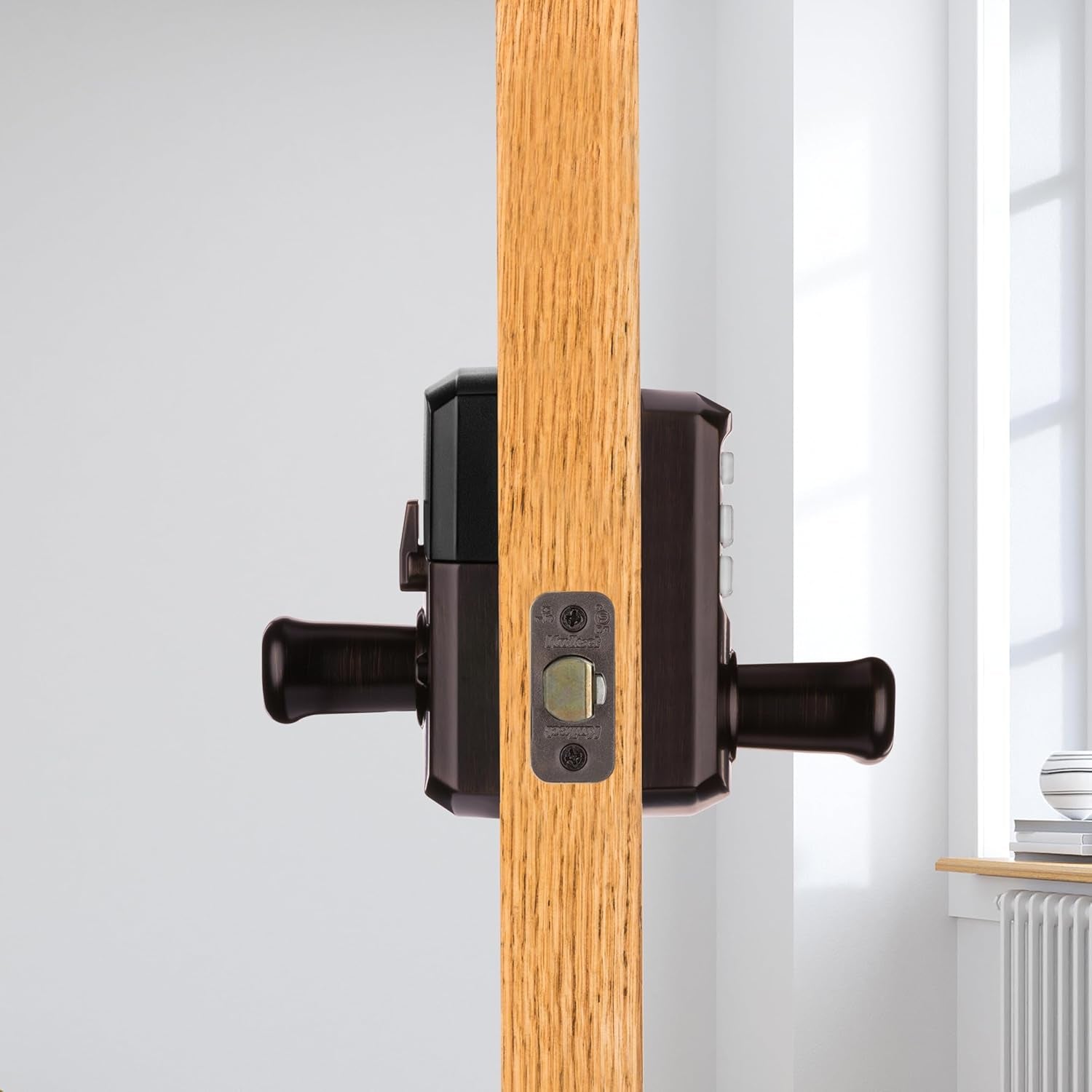 Smartcode 917 Keypad Keyless Entry Traditional Residential Electronic Lever Deadbolt Alternative with Tustin Door Handle and Smartkey Security, Venetian Bronze