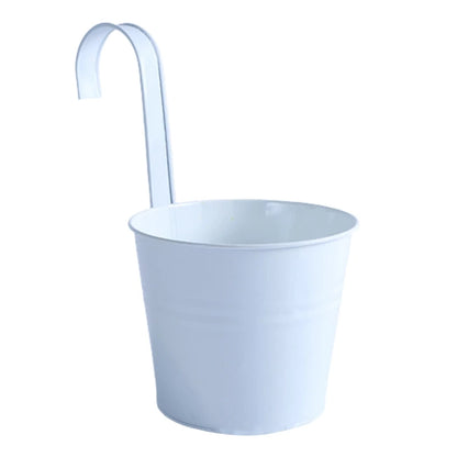 1Pcs Wall Hanging Flower Pots Metal Flower Pots with Handle Iron Garden Balcony Vertical Bucket Holder Home Decor Garden Pots
